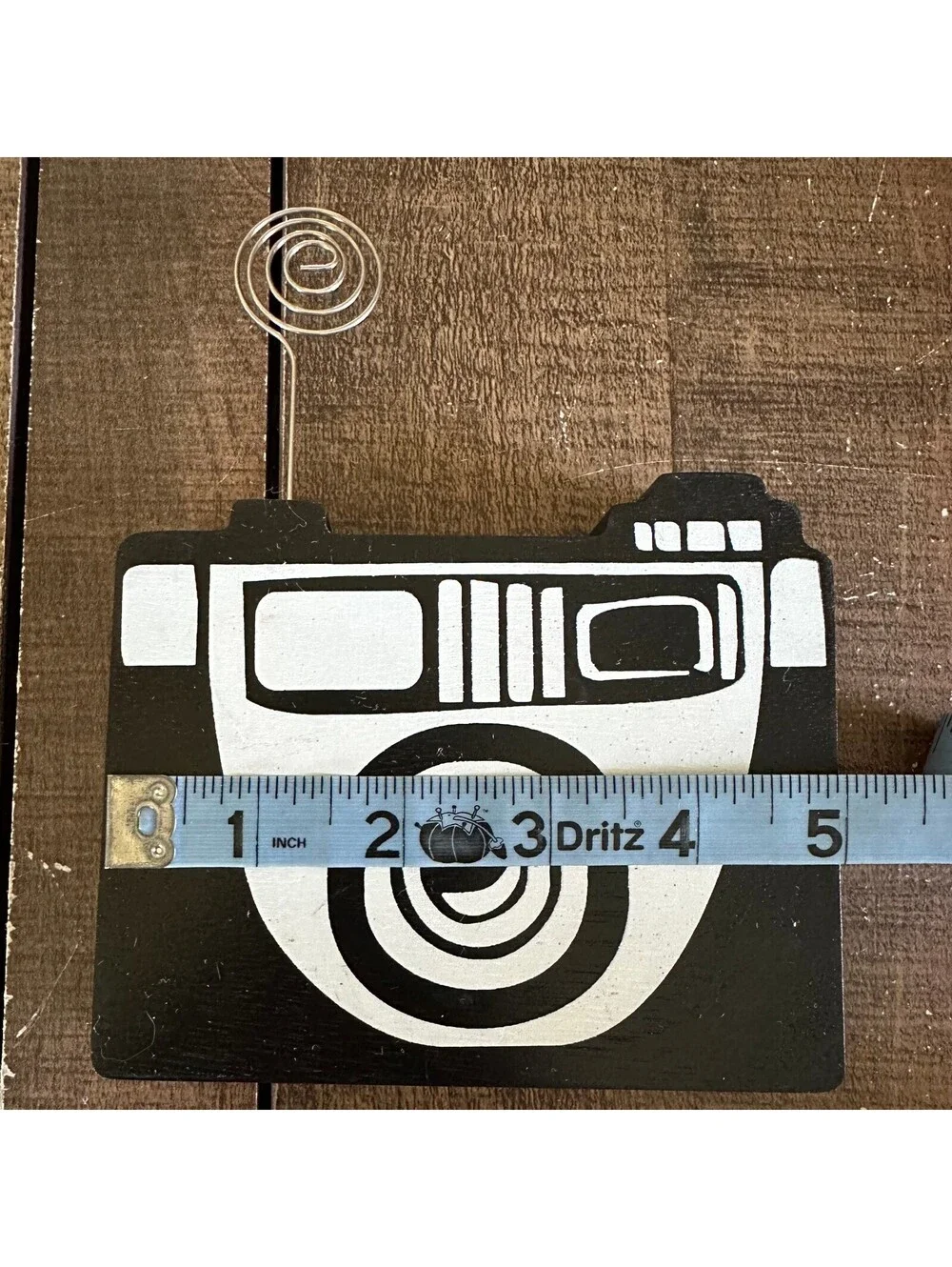 Hobby Lobby Camera Photo Holder Black White Wood Wire Clip Frame 2008